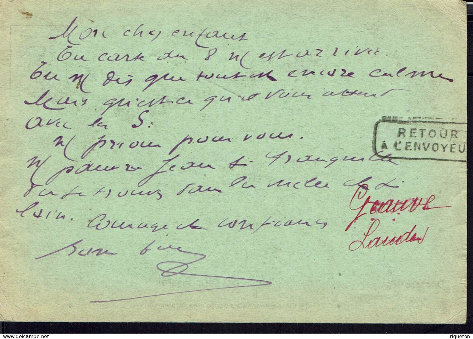 Fr. Carte Postale Aux Armées. Franchise Militaire Priorité. Geaune 13-6-40 Pour Le S. P. 5130. Retour à L'envoyeur. B/TB - Guerre De 1939-45