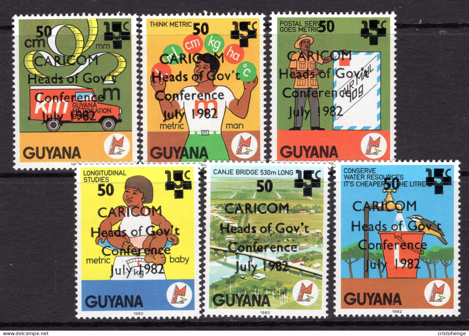 Guyana 1982 CARICOM Heads Of Government Meeting Set HM (SG 1018-1023) - Guyane (1966-...)