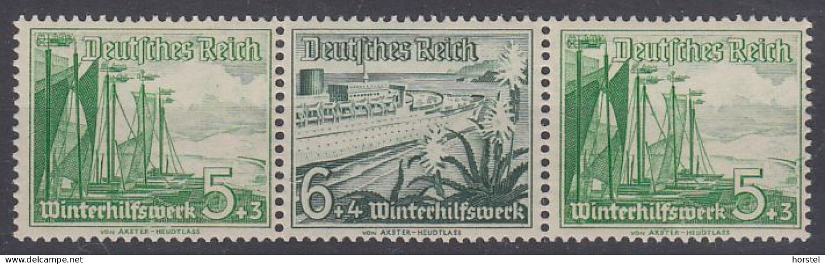 Dt. Reich - Mi. 653-654-653 Winterhilfswerk 1937 - Schiffe ( W 126 Streifen Aus Markenheft) - Neufs