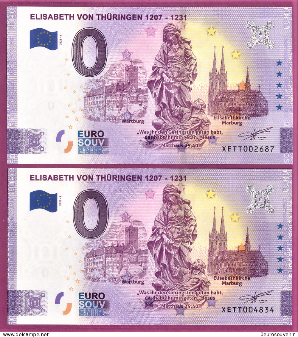 0-Euro XETT 2021-1 ELISABETH VON THÜRINGEN 1207-1231  SET NORMAL+ANNIVERSARY - Privéproeven