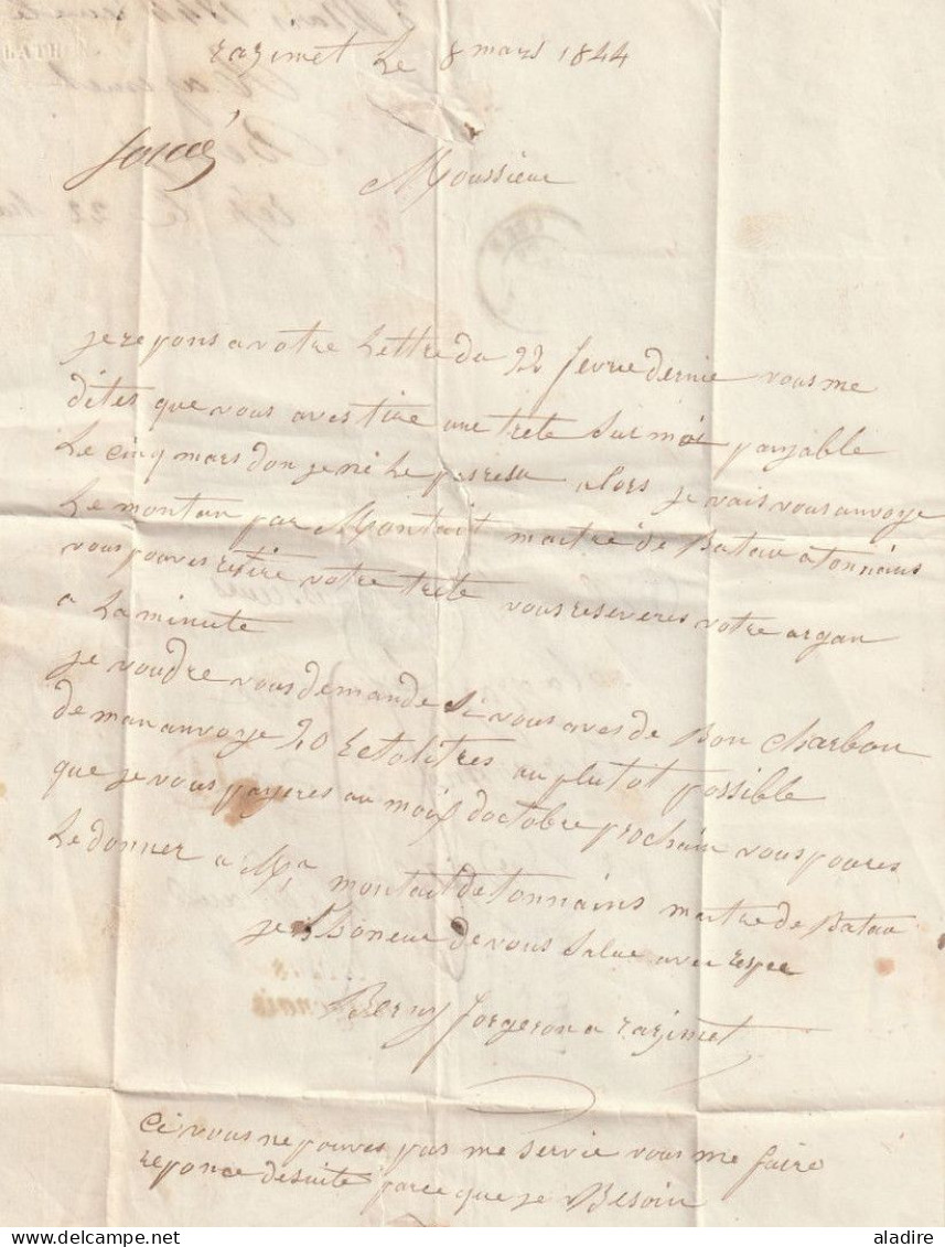 1844 - Cursive 45 LE MAS D'AGENAIS Sur Lettre Pliée De Razimet (boîte Rurale B Et Décime Rural) Vers Bordeaux - 1801-1848: Précurseurs XIX