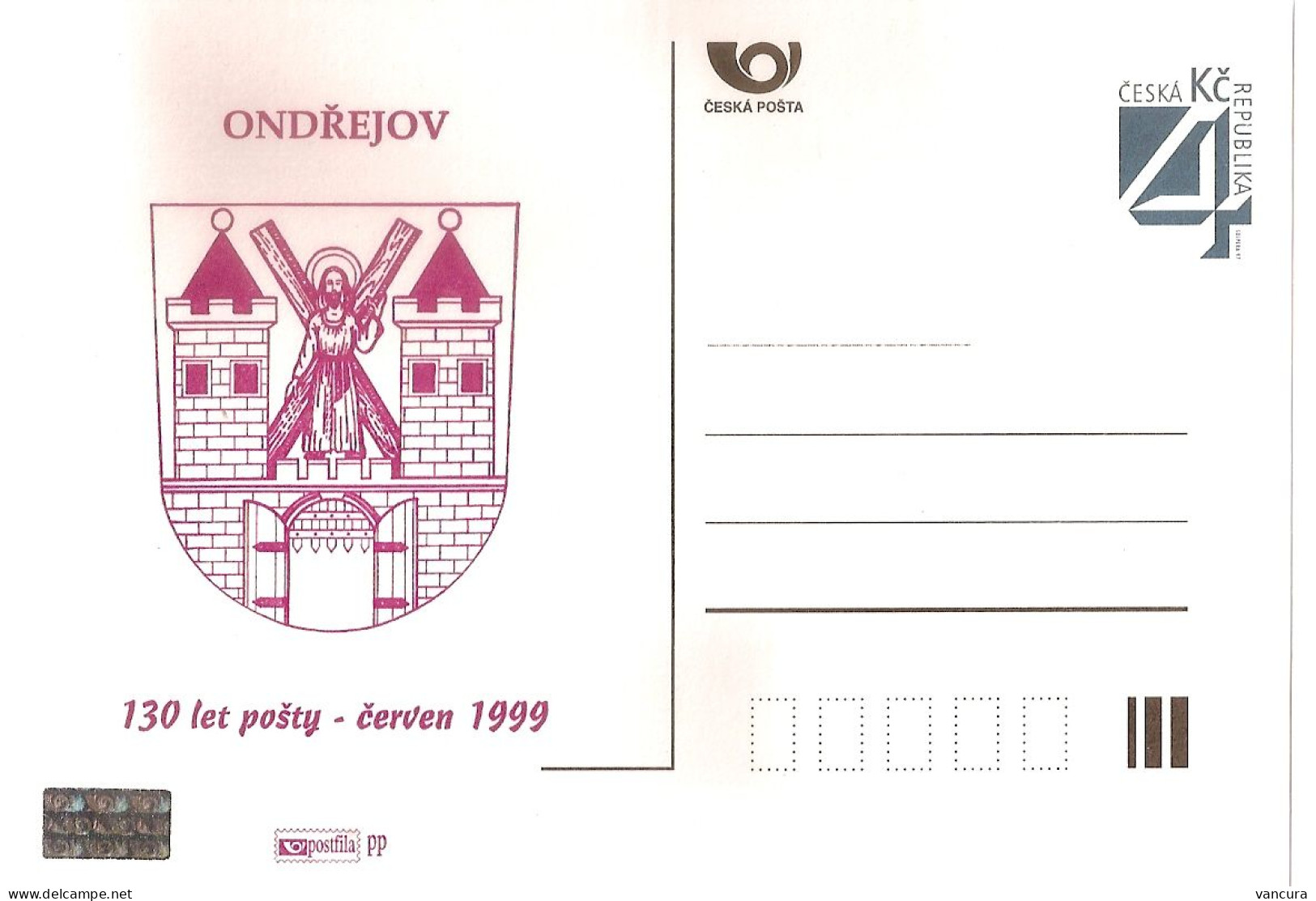 CDV B 157 Czech Republic Ondrejov  Coat Of Arms1999 NOTICE POOR SCAN, BUT THE CARD IS FINE! - Cartoline Postali