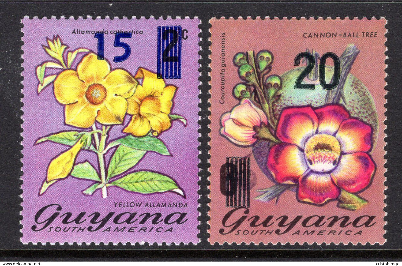 Guyana 1983 Surcharge - Flowers Set HM (SG 1030-1031) - Guyana (1966-...)