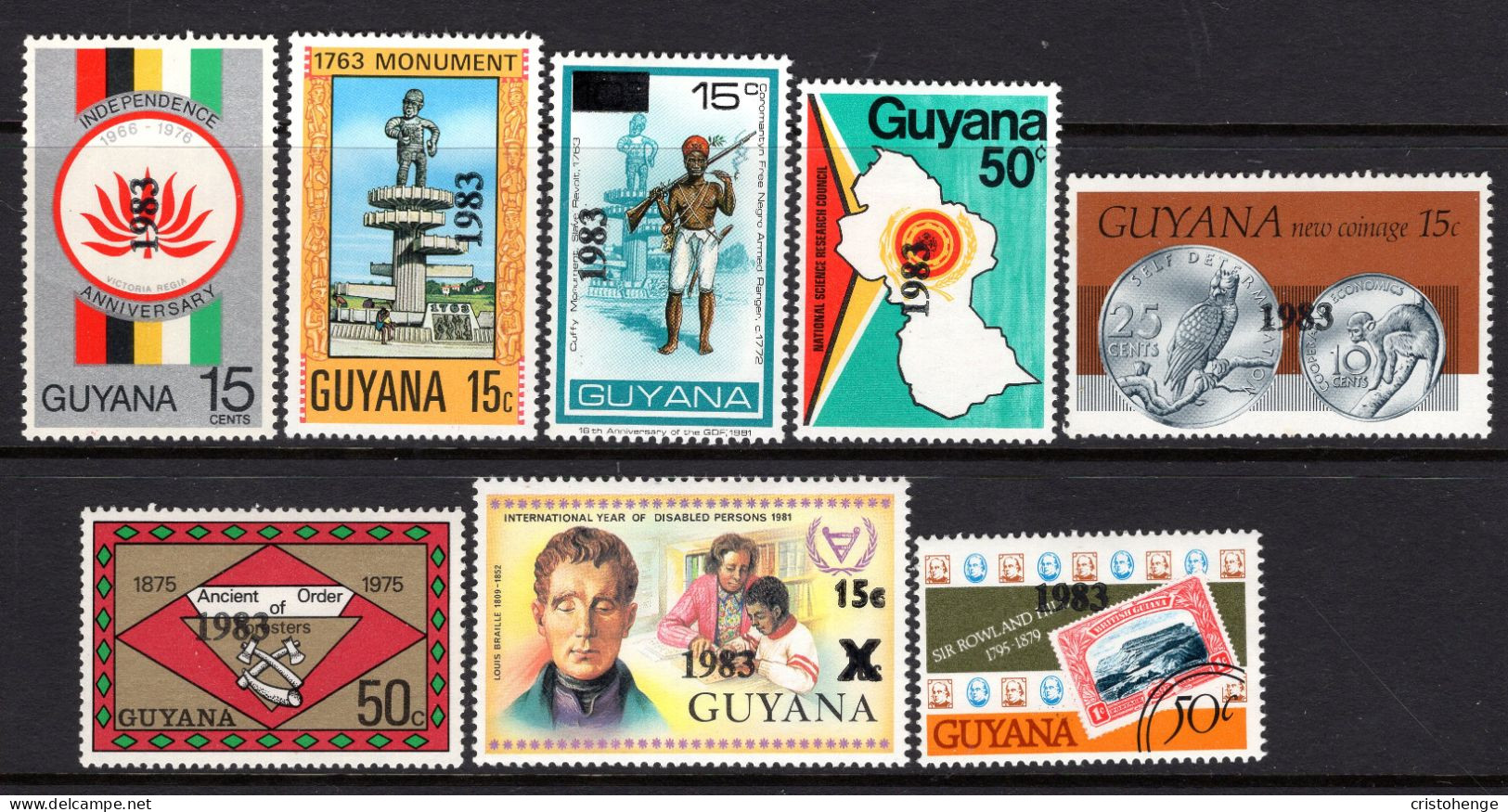 Guyana 1983 Surcharges Set HM (SG 1036-1043) - Guyana (1966-...)