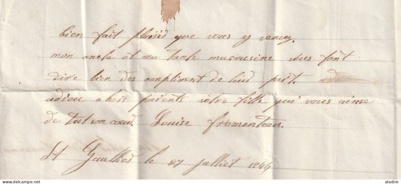 1844 - Cursive 35 PRISSAC Sur Lettre Pliée De Saint Gaultier, Indre Vers Rochevreux Par Saint Benoit Du Sault - 1801-1848: Vorläufer XIX