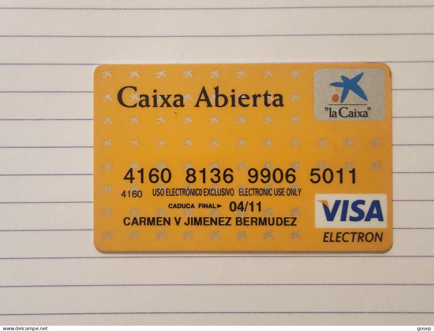 SPAIN-CREDICT CARD-CAIXA ABIERTA-(4160-8136-9906-5011)-(04/11) (VISA ELECTRON) - Geldkarten (Ablauf Min. 10 Jahre)