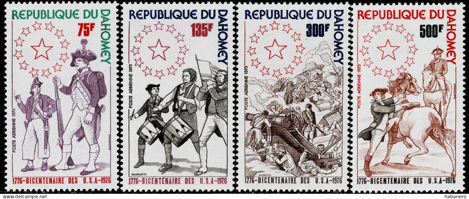 DAHOMEY 1975 Mi 636-639 BICENTENARY OF AMERICAN REVOLUTION MINT STAMPS ** - Benin - Dahomey (1960-...)