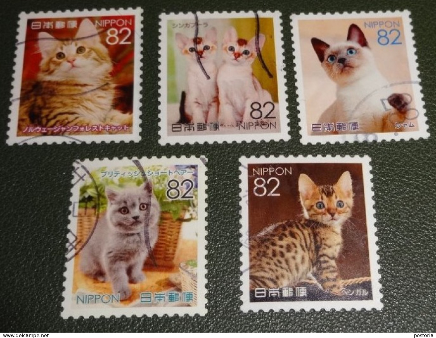 Nippon - Japan - 2016 - Michel Xxxx - Gebruikt - Used - 5 X Cat - Chat - Kat - Katze - Used Stamps