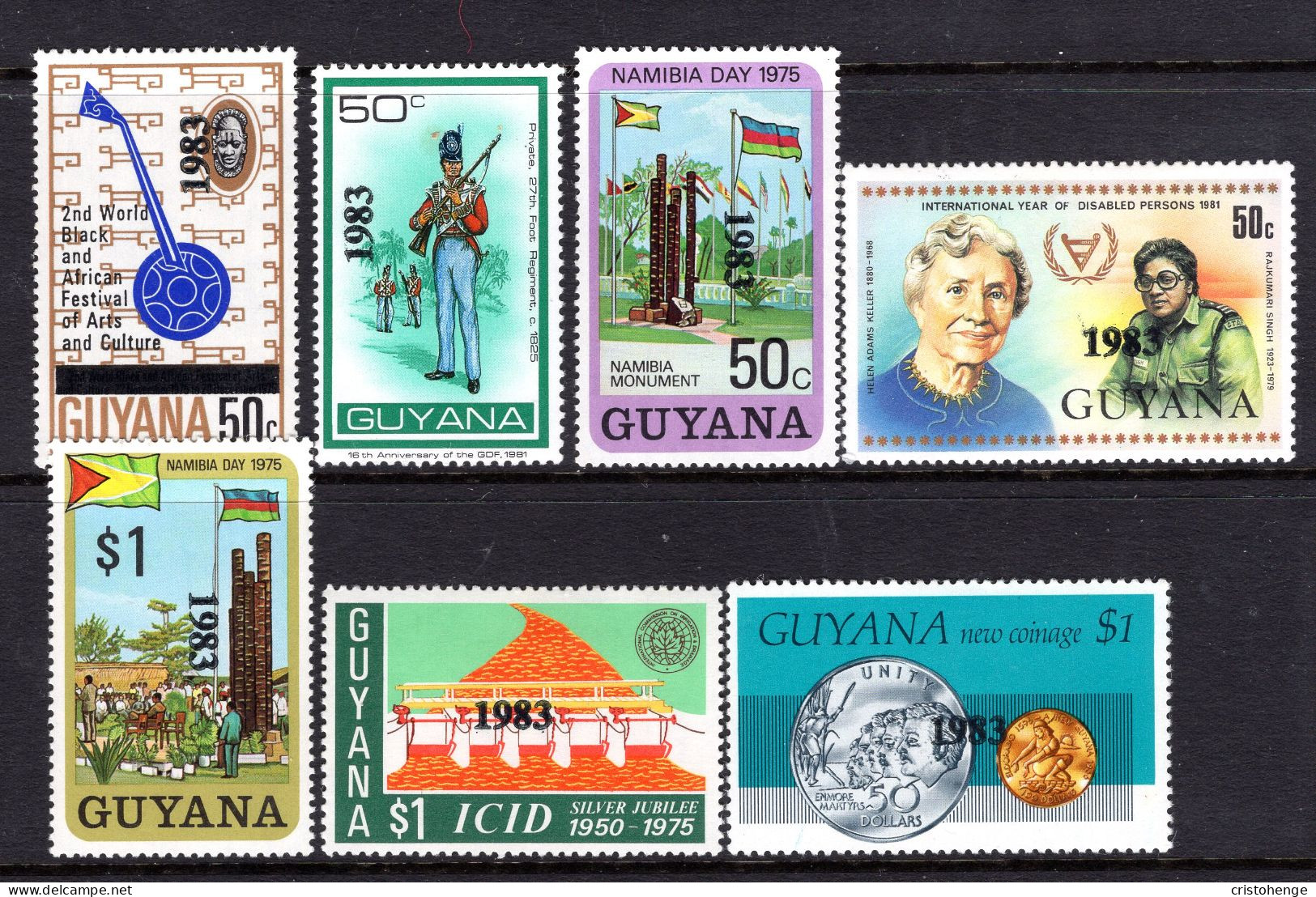 Guyana 1983 Surcharges - Part Set HM (between SG 1072-1079c) - Guyana (1966-...)