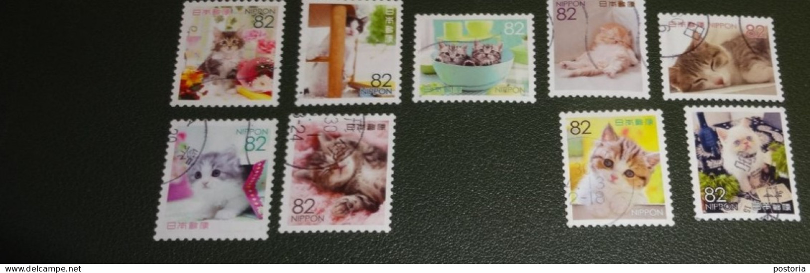 Nippon - Japan - 2018 - Michel Xxxx - Gebruikt - Used - 9 X Cat - Chat - Kat - Katze - Gebruikt