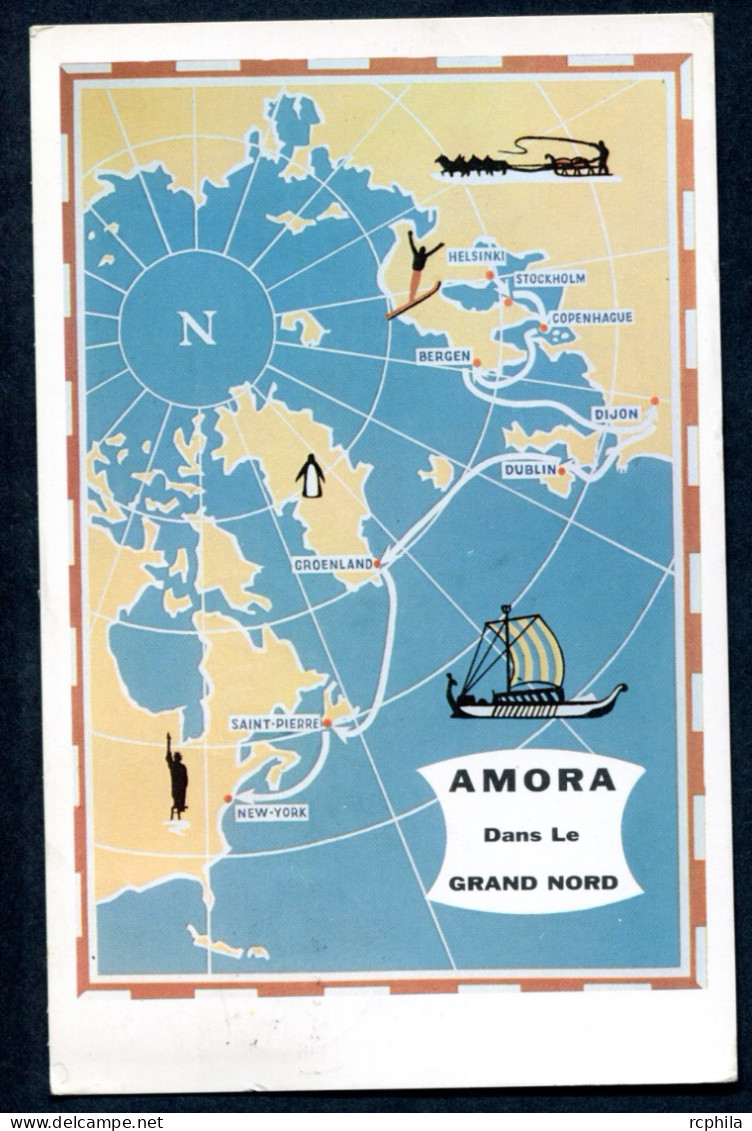 RC 27341 FINLANDE 1957 CROISIERE AMORA CARTE PUBLICITAIRE POUR DIJON COTE D'OR FRANCE - Covers & Documents