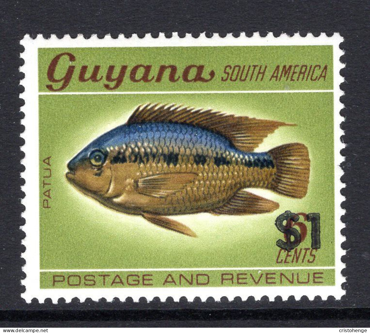 Guyana 1983 Surcharge - $1 On 6c Fish HM (SG 1088) - Guyana (1966-...)