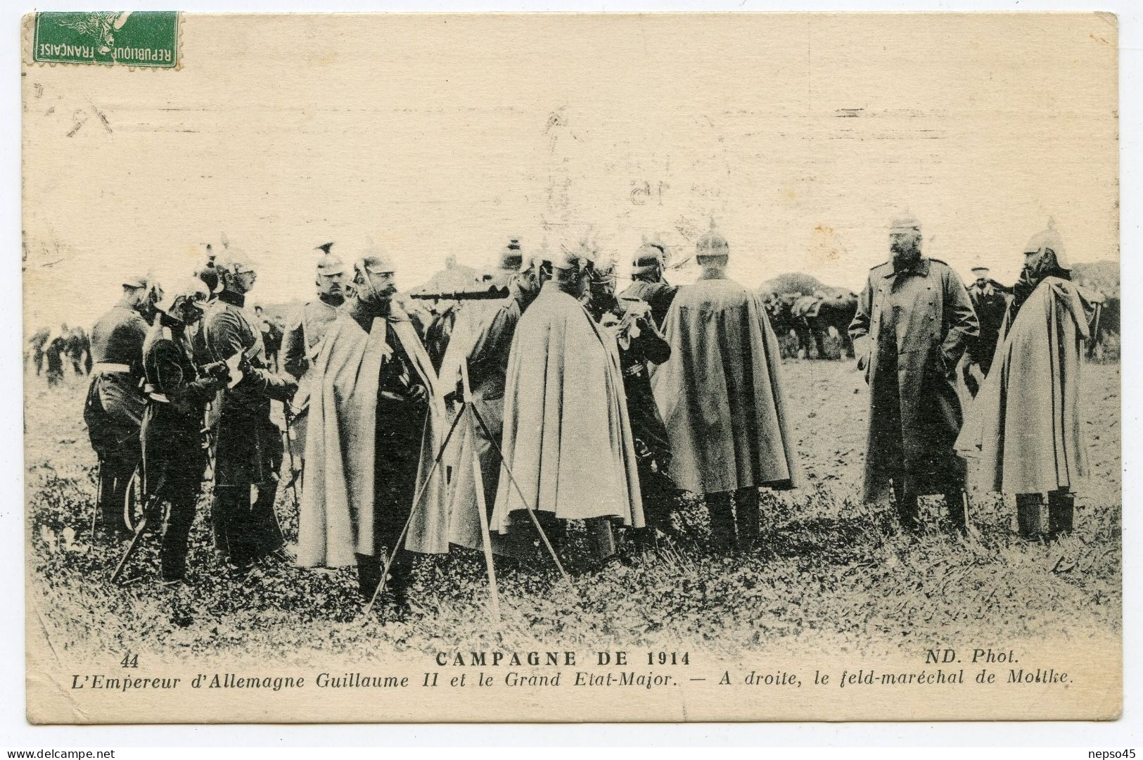 Guerre 1904-18.Empereur D'Allemagne Guillaume II.Grand Etat-Major.à Droite Feld-Maréchal De Moltke. - Oorlog 1914-18