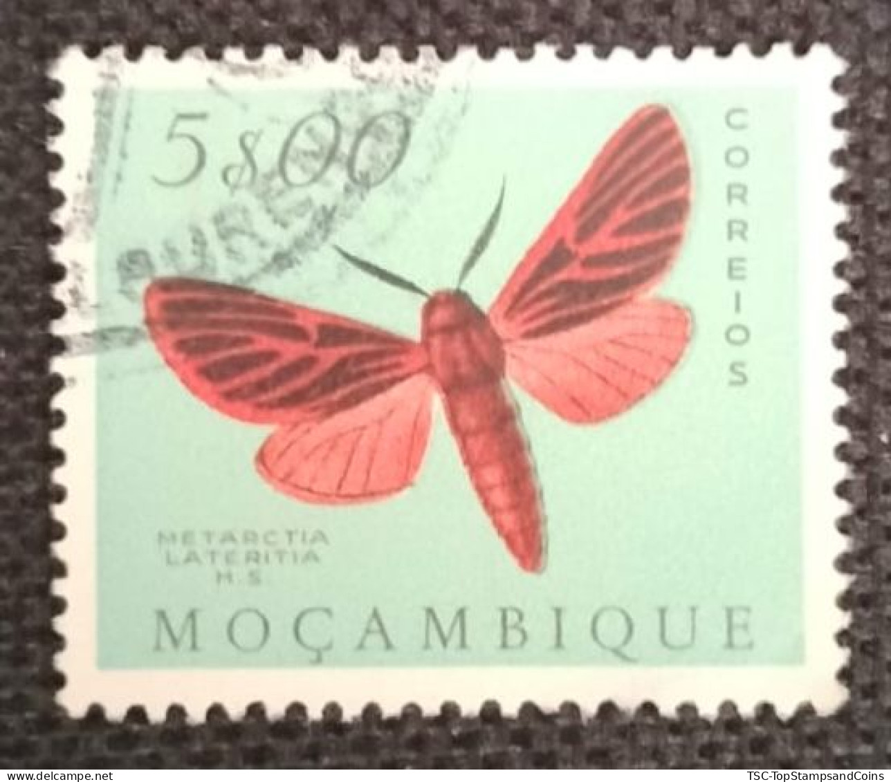 MOZPO0403U6 - Mozambique Butterflies  - 5$00 Used Stamp - Mozambique - 1953 - Mosambik