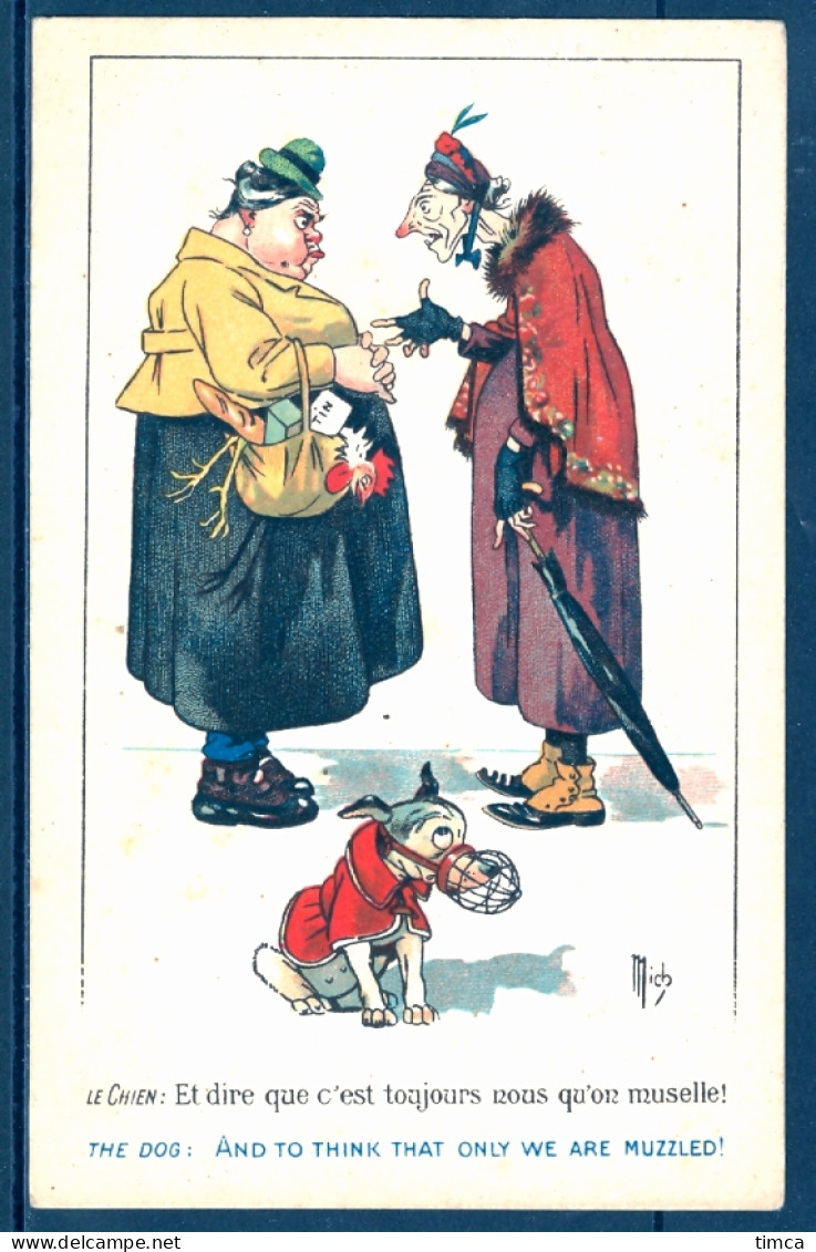 19071 Mich - Illustrateur - Deux Vieilles Mégères - Chien : Et Dire Que C'est Toujours Nous Qu'on Muselle! - Mich