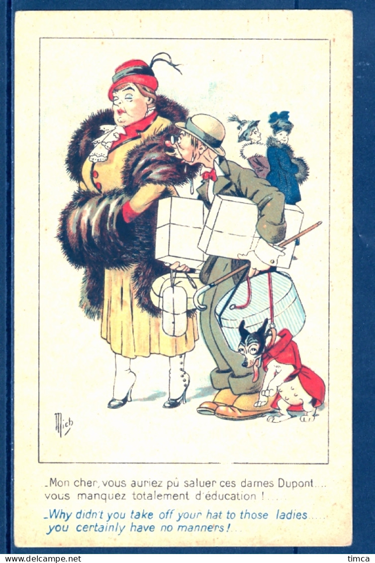 19075 Mich - Illustrateur -  Grosse Dame Avec Son Petit Mari : Mon Cher, Vous Aurez Pû Saluer Des Dames Dupont..... - Mich