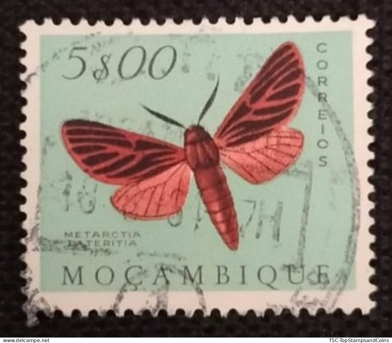MOZPO0403U7 - Mozambique Butterflies  - 5$00 Used Stamp - Mozambique - 1953 - Mosambik