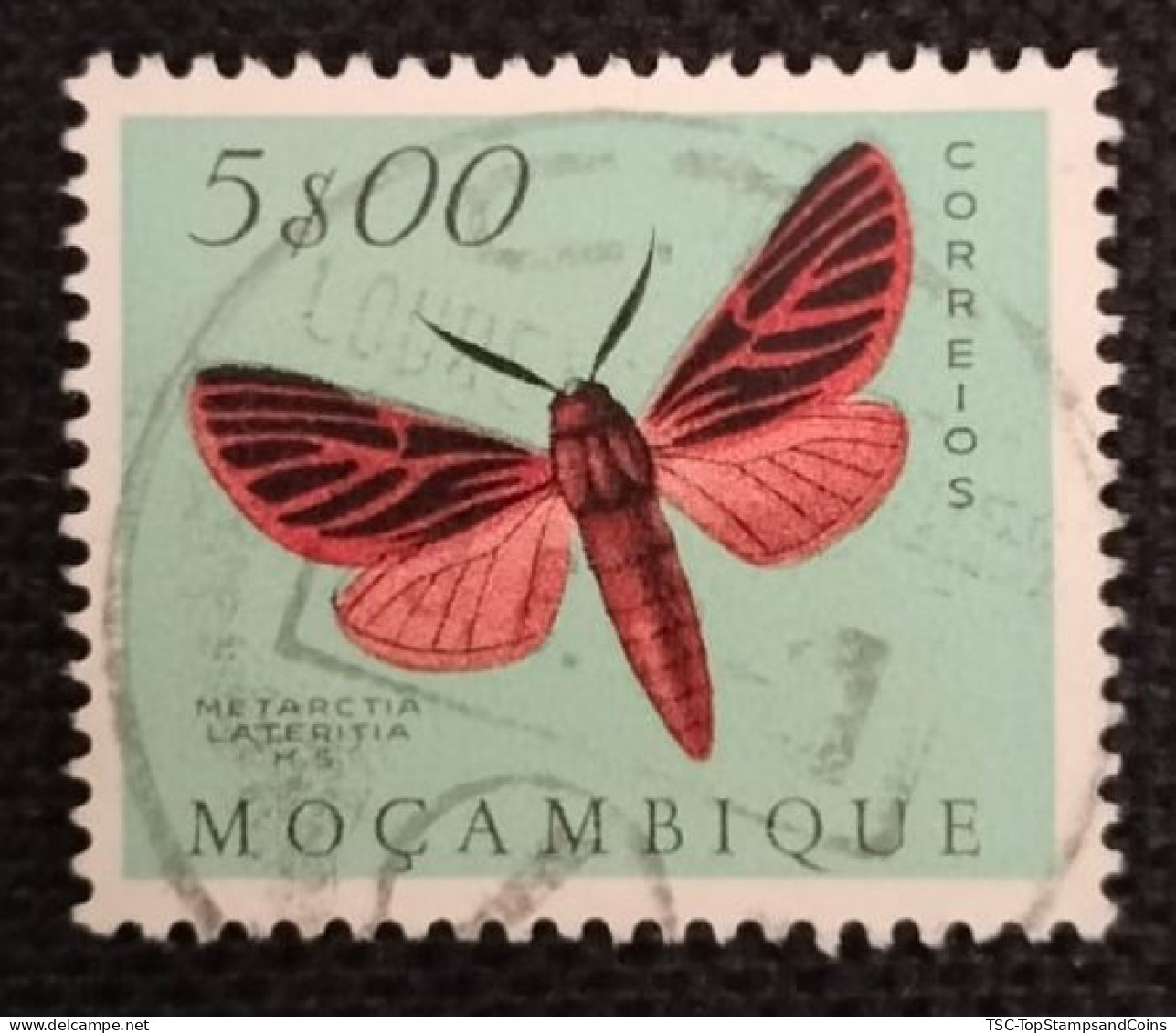 MOZPO0403U8 - Mozambique Butterflies  - 5$00 Used Stamp - Mozambique - 1953 - Mozambique