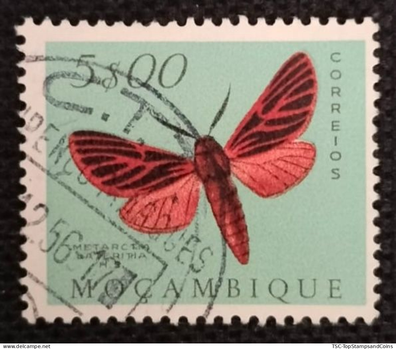 MOZPO0403U9 - Mozambique Butterflies  - 5$00 Used Stamp - Mozambique - 1953 - Mosambik