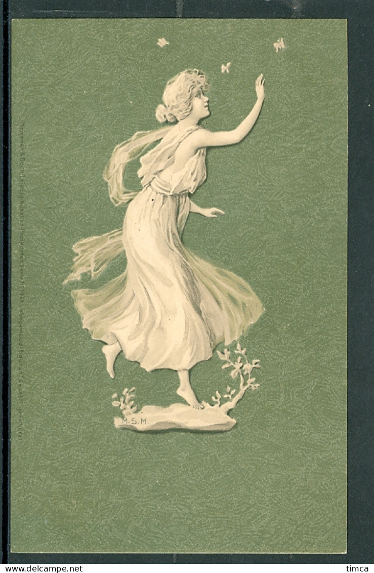 20519 - Wedgewood Figuren  - Femme Art-déco Lançant Des Fleurs  - Meissner & Buch  -Serie 1069  - Début Du Siècle - Before 1900
