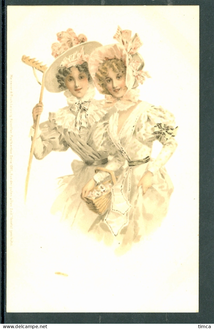 20527 - Aus Der Guten Alten Zeit - Deux Femmes élégantes Avec Un Râteau - Meissner & Buch  - Serie 1065 Litho - Ante 1900