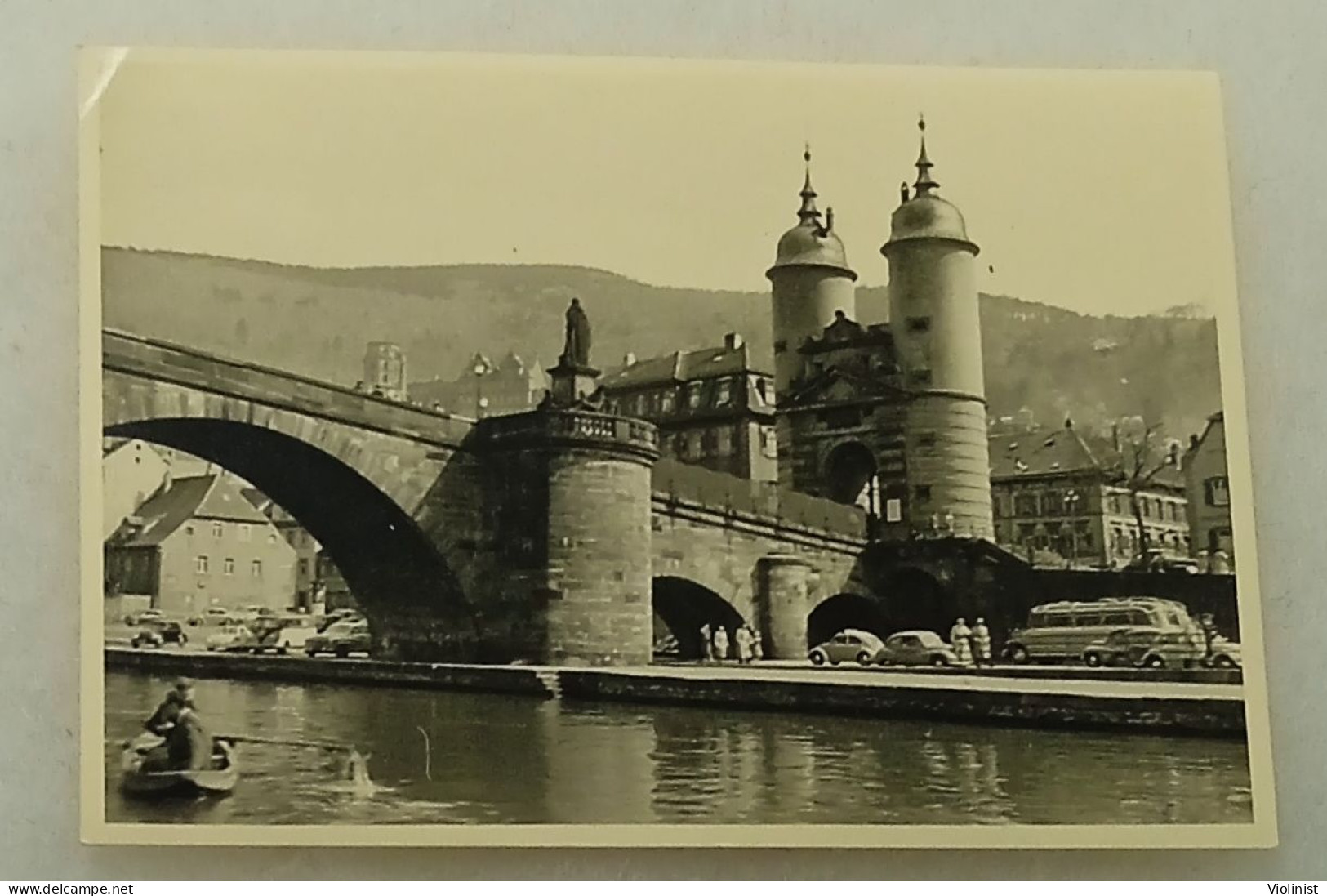 Germany-People In A Boat On The River, People And Traffic At Old Bridge Heidelberg - Lieux