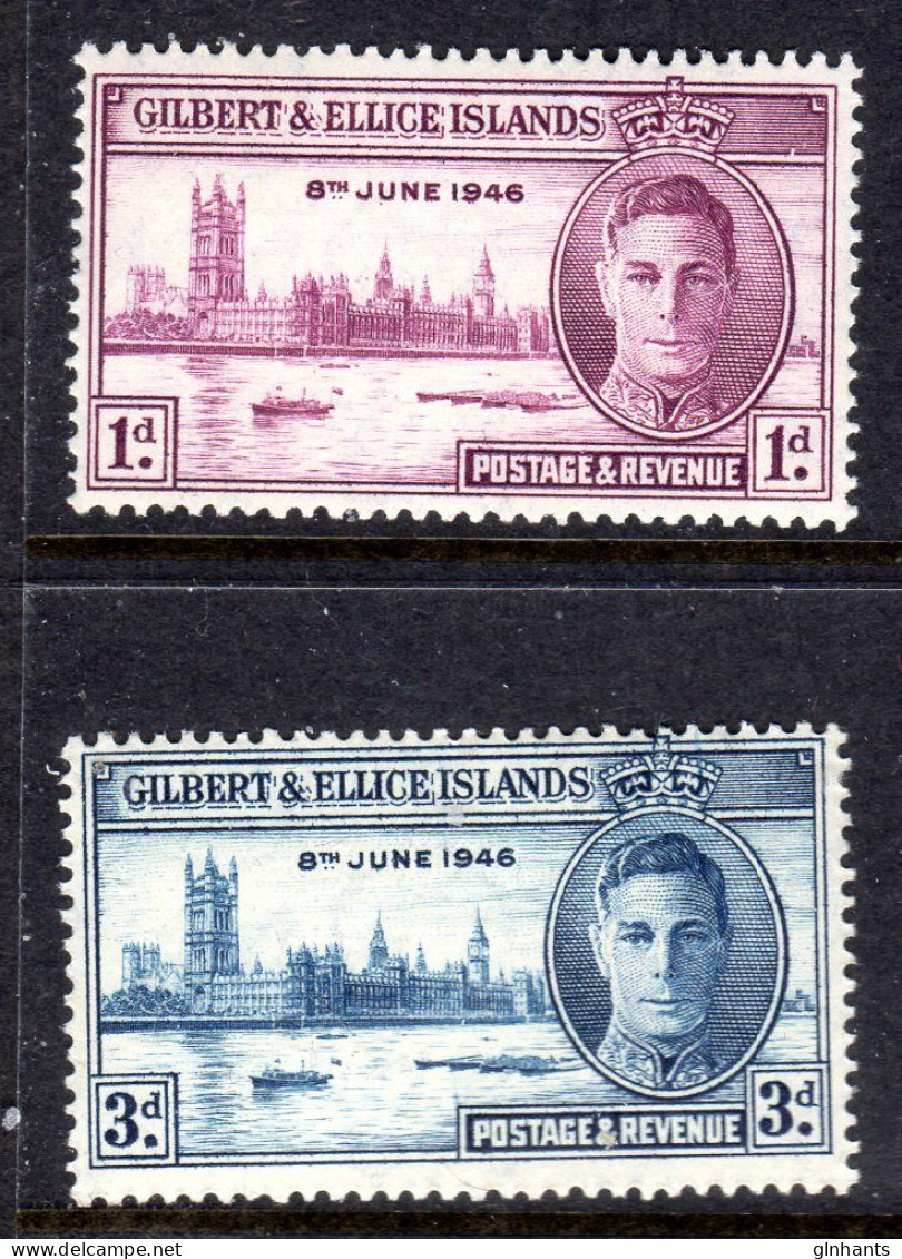 GILBERT & ELLICE ISLANDS - 1946 VICTORY SET (2V) FINE MNH ** SG 55-56 - Gilbert & Ellice Islands (...-1979)