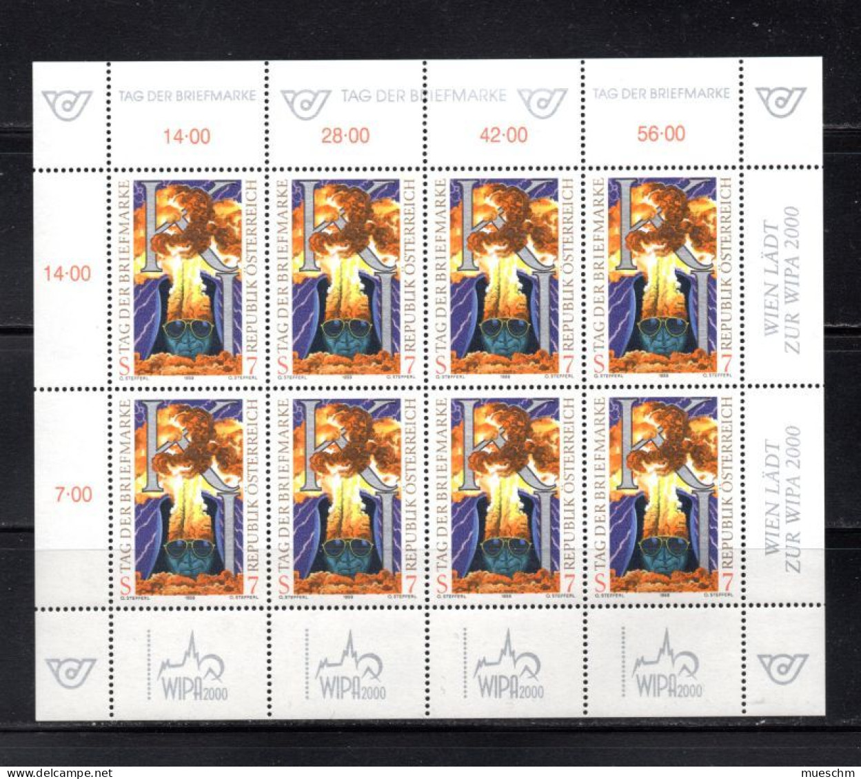 Österreich, 1995-1999  5 Kleinbögen "Tag Der Briefmarke" (20172E) - Día Del Sello