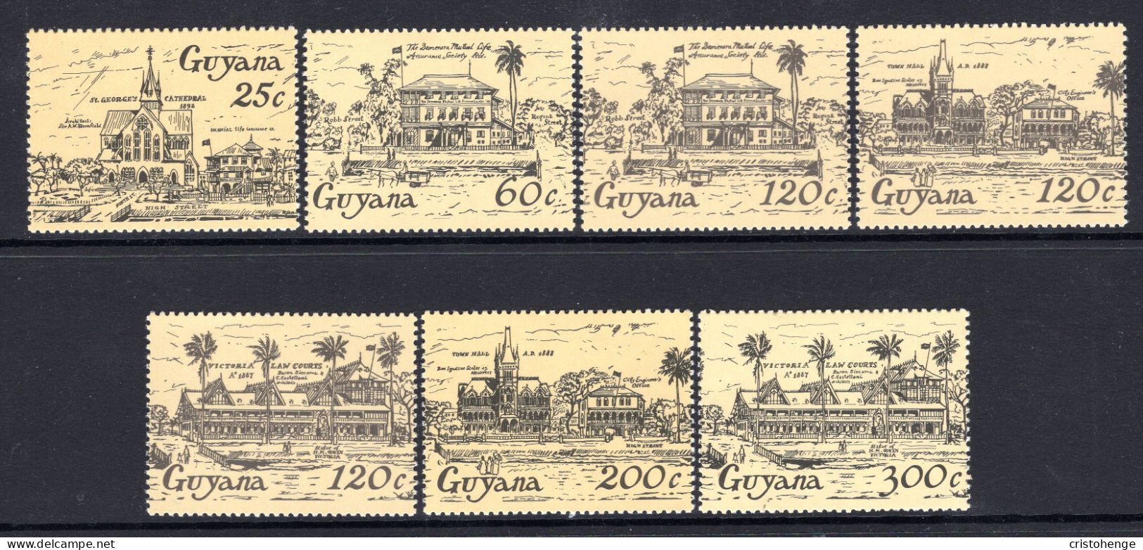 Guyana 1985 Georgetown Buildings Set HM (SG 1430-1436) - Guyana (1966-...)