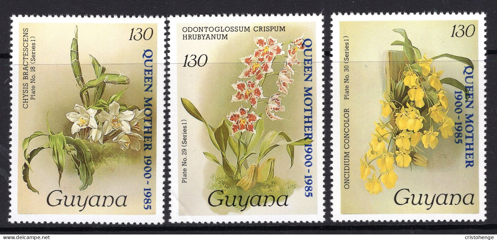 Guyana 1985 85th Birthday Of Queen Elizabeth The Queen Mother Set HM (SG 1536-1538) - Guyana (1966-...)