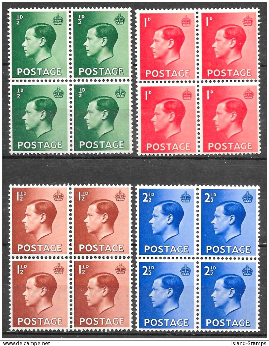 1936 Edward VIII Stamp Set In Blocks Of 4 Mounted Mint SG457-460 Hrd2 - Nuovi