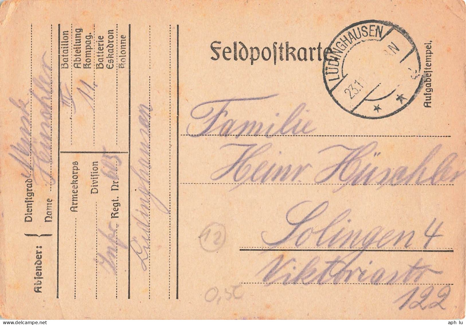 Beleg Feldpost (ZA2294) - Feldpost (postage Free)