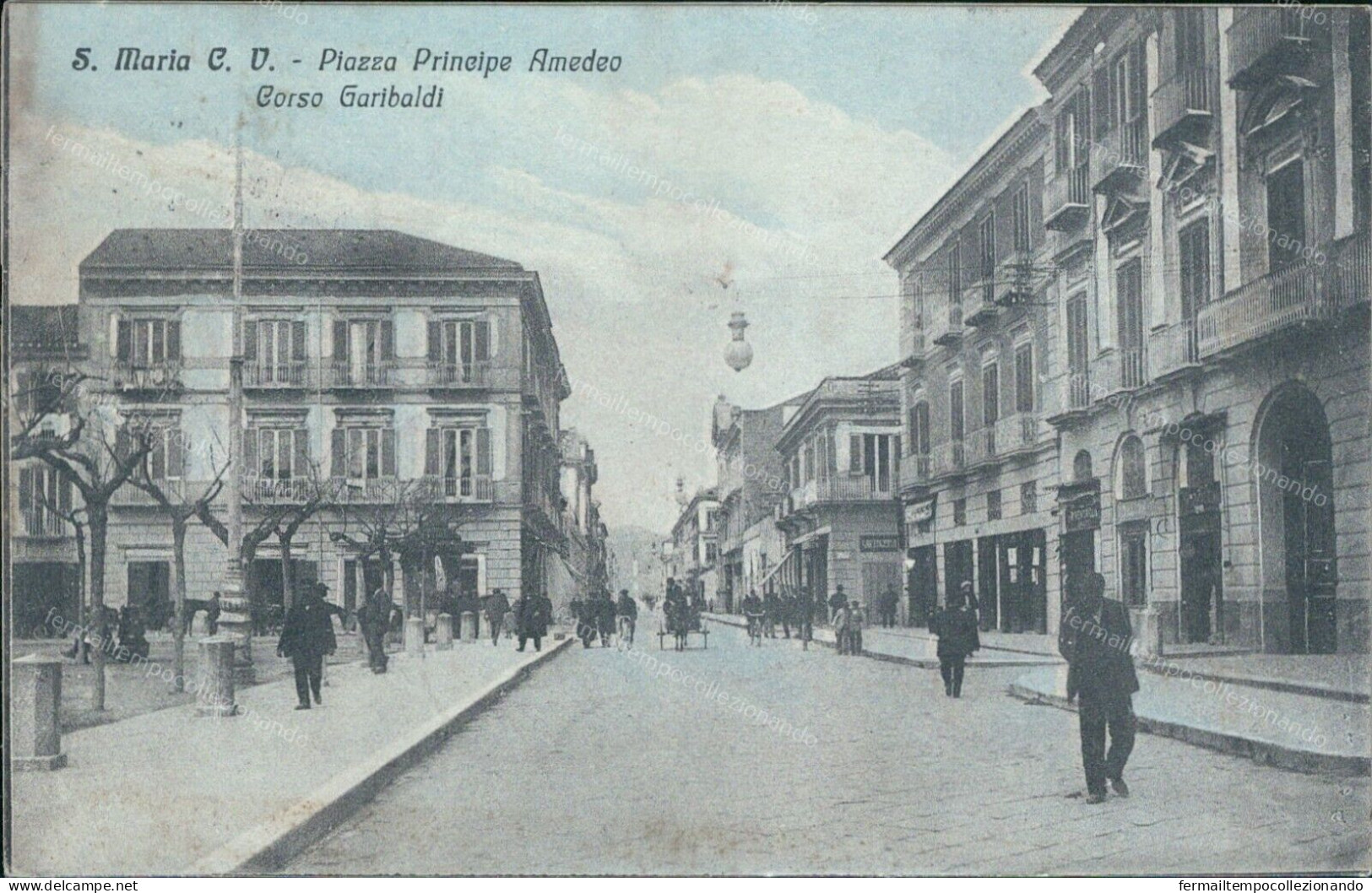 Cp98 Cartolina Santa Maria Capua Vetere Piazza Principe Amedeo Corso Garibaldi - Caserta