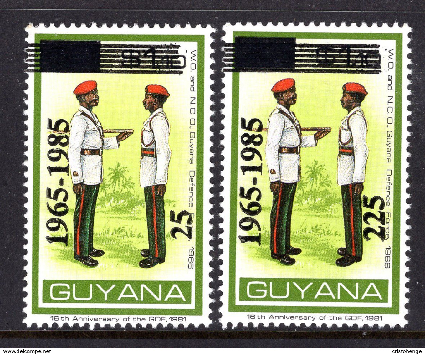 Guyana 1985 20th Anniversary Of Guyana Defence Force Set HM (SG 1593-1594) - Guyana (1966-...)