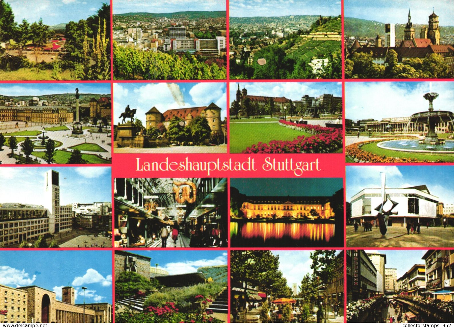 STUTTGART, BADEN-WURTTEMBERG, MULTIPLE VIEWS, ARCHITECTURE, PARK, STATUE, FOUNTAIN, UMBRELLA, GERMANY, POSTCARD - Stuttgart