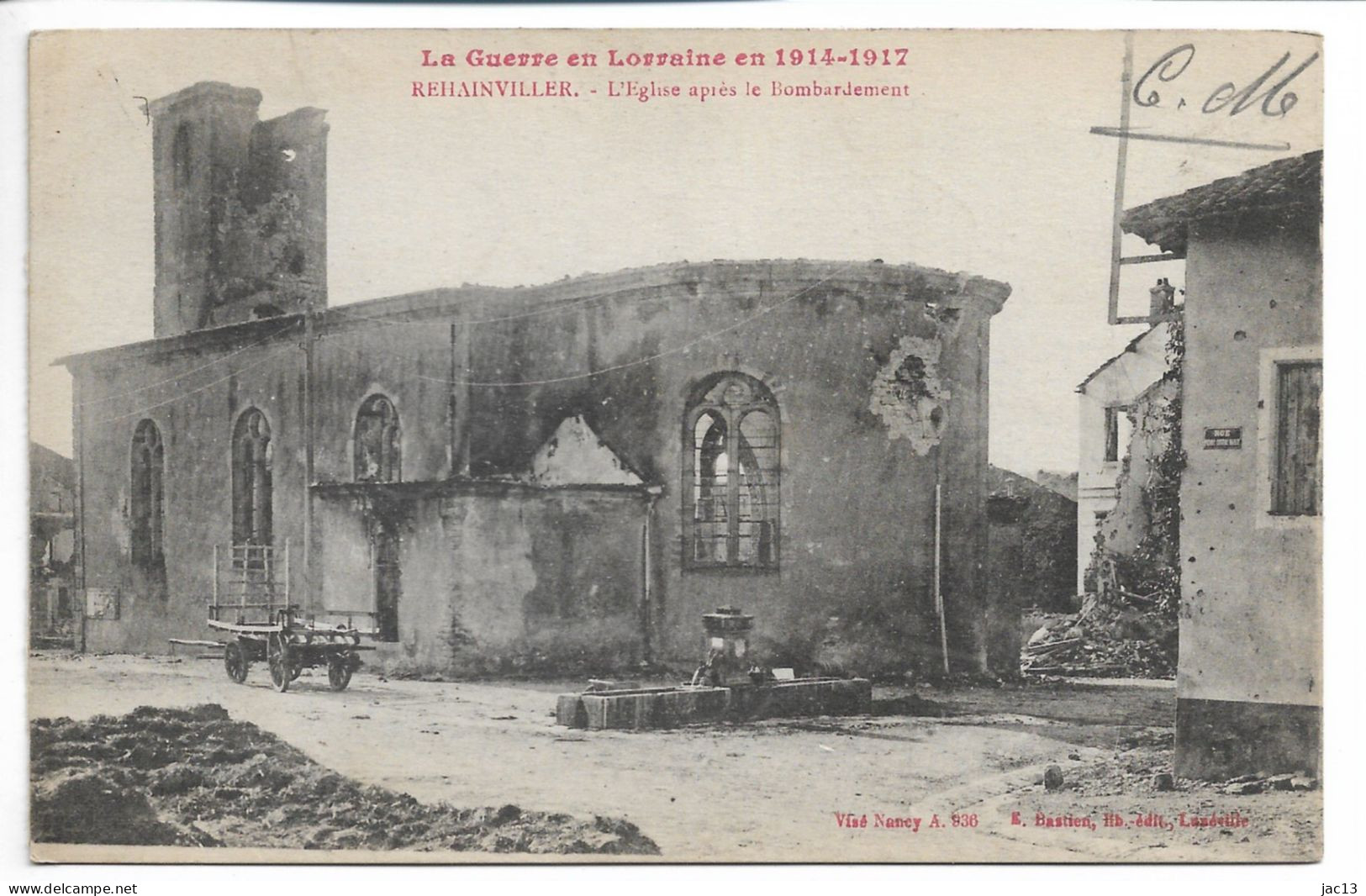 L180A2112 - Rehainviller - L'Eglise Après Le Bombardement - Autres & Non Classés