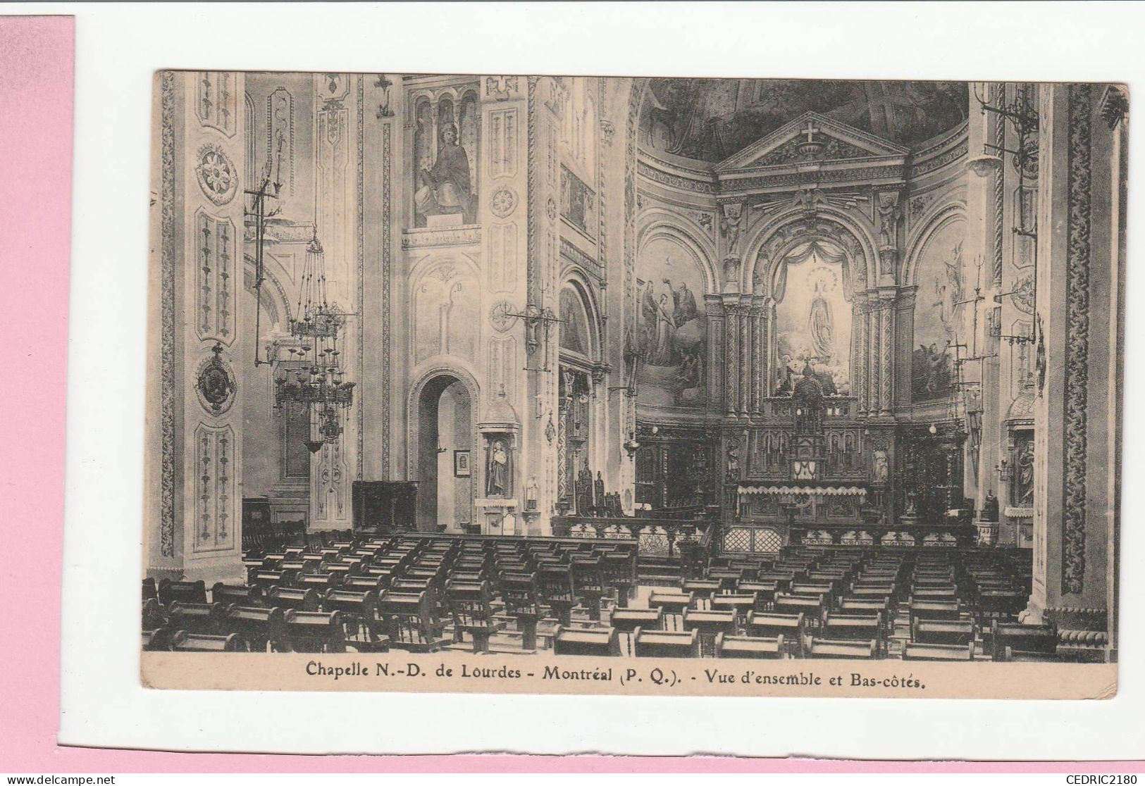 MONTREAL CHAPELLE NOTRE DAME DE LOURDES VUE D'ENSEMBLE ET BAS COTES - Montreal