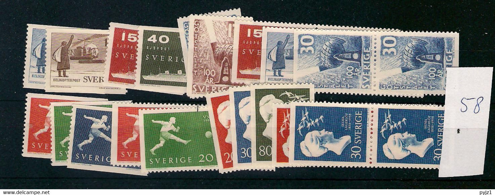 1958 MNH Sweden, Year Complete According To Michel, Postfris** - Full Years