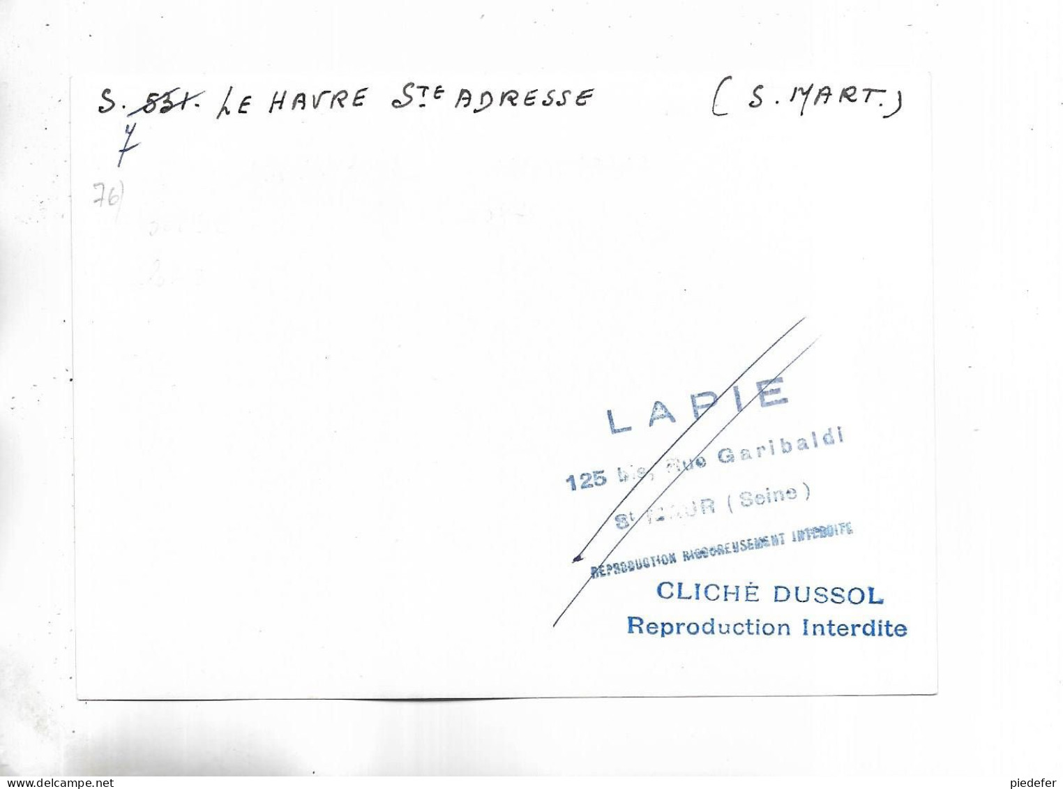 76 - RARE Photo LE HAVRE-Ste-ADRESSE   ( S.M. ) " Digue-promenade "  Cliché Dussol Pour L' édition Par  Lapie - Non Classés