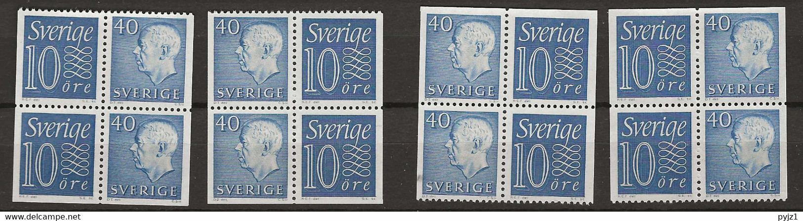 1954 MNH Sweden Booklet Panes Mi 522 - H-blatt 29-32 - Unused Stamps
