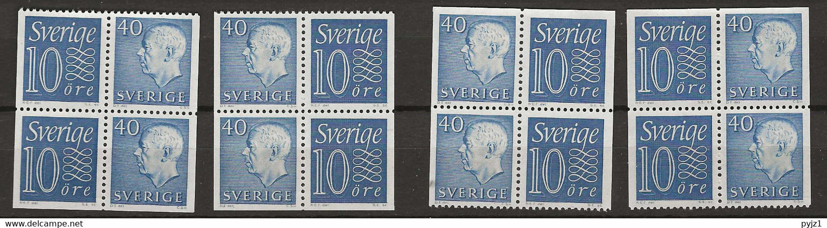 1954 MNH Sweden Booklet Panes Mi 522 - H-blatt 29-32 - Neufs