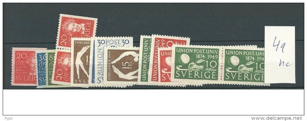 1949 MNH Sweden, Commerative Issues, Postfris - Unused Stamps