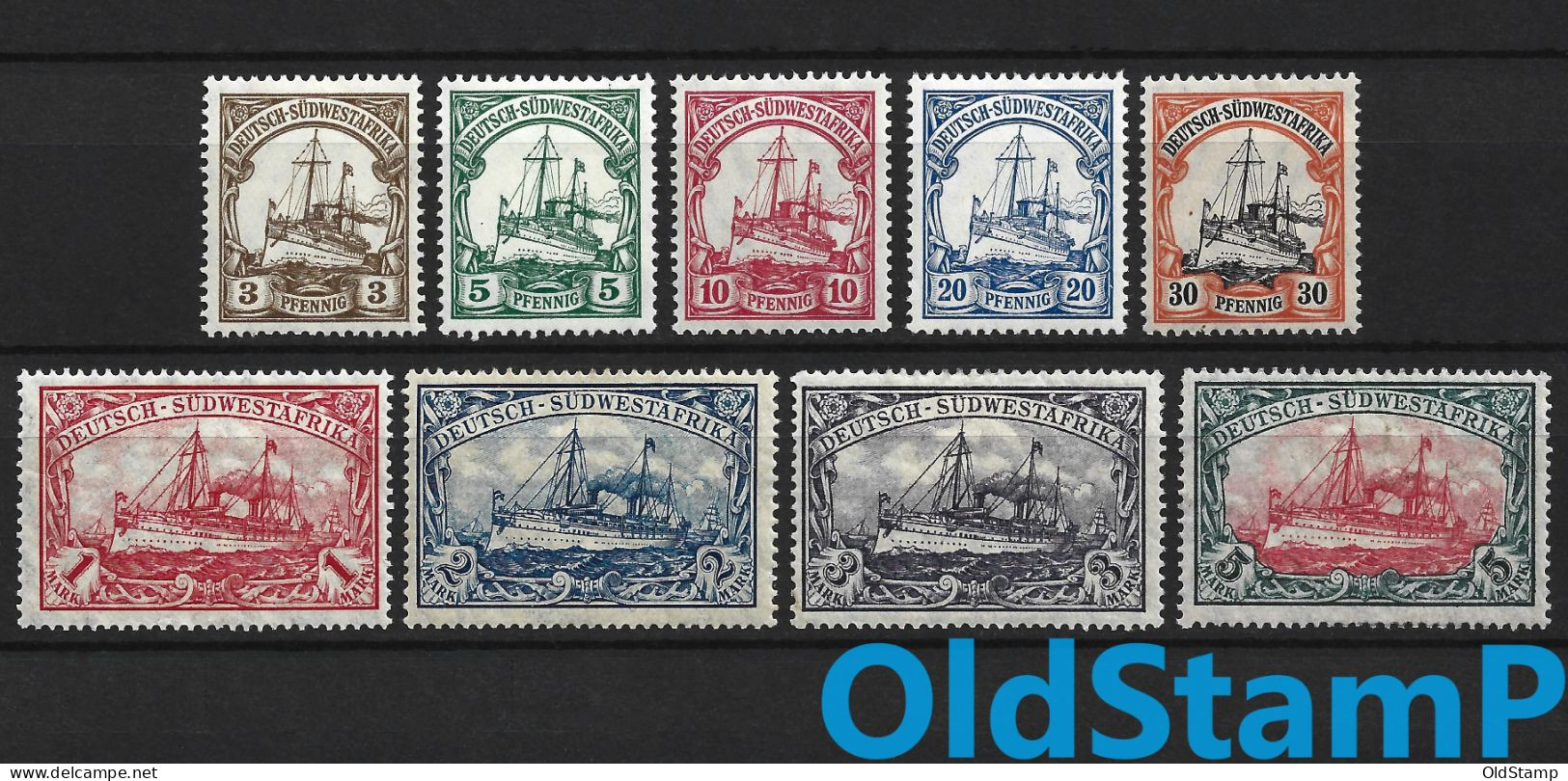 DR KOLONIEN Dt. SÜDWESTAFRIKA 1906 MH * Mi.# 24-32 (mit # 32B) Full Set Kaizer Yachts Deutsches REICHPOST Stamps - Sud-Ouest Africain Allemand