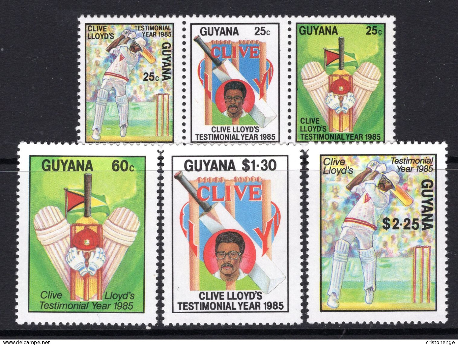 Guyana 1985 Cricket - Clive Lloyd's Testimonial Year Part Set HM (SG 1636-1642) - Guyana (1966-...)
