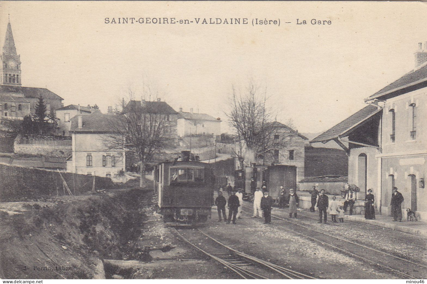 ST. GEOIRE EN VALDAINE: T.T.RARE AVEC CETTE VUE INTERIEUR DE LA GARE .1916.ANIMEE TRAIN ET PERS..B.ETAT. - Saint-Geoire-en-Valdaine