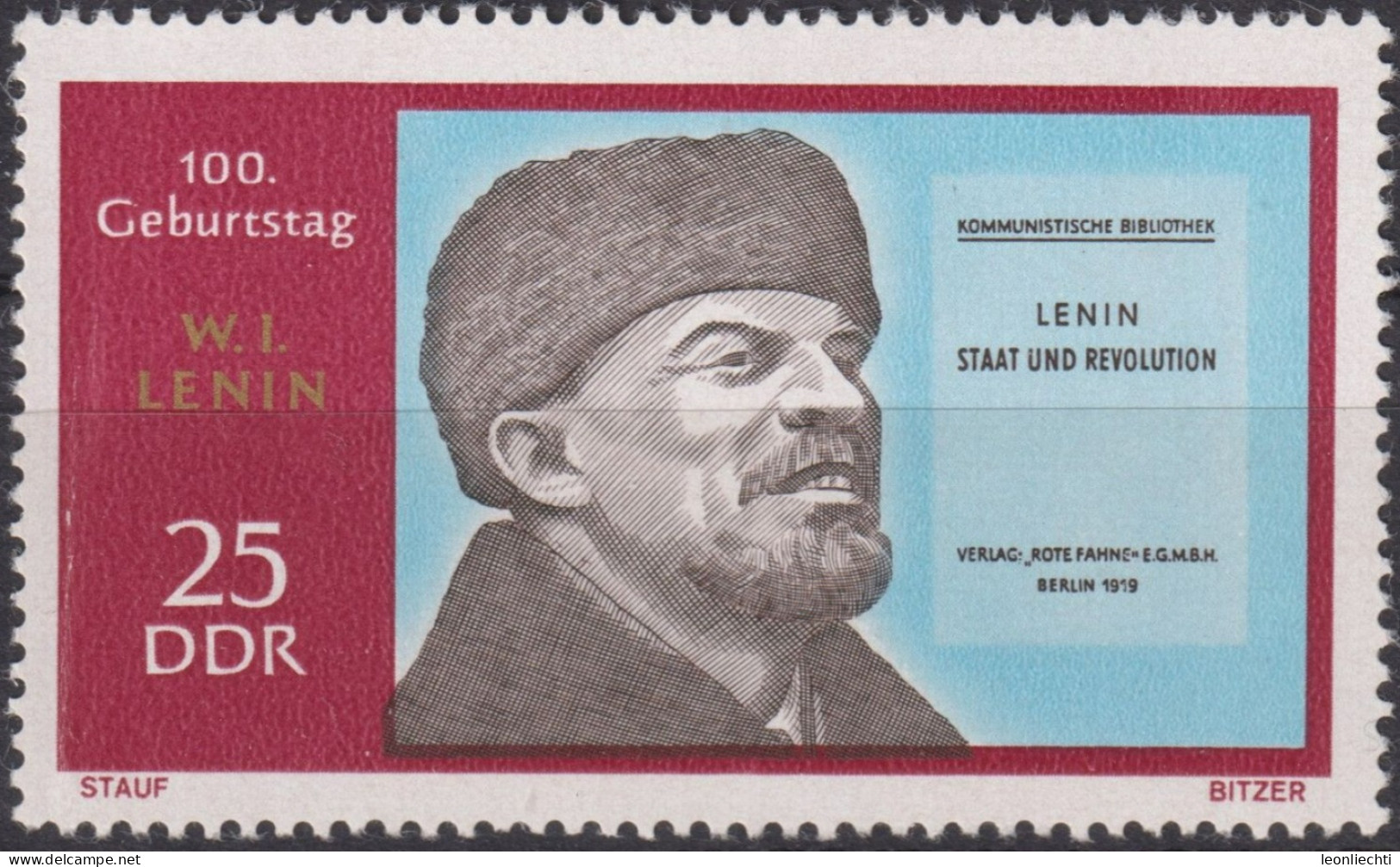 1970 DDR ** Mi:DD 1559, Sn:DD 1190, Yt:DD 1252, Sg:DD E1280, Wladimir Lenin, Buchtitel - Neufs