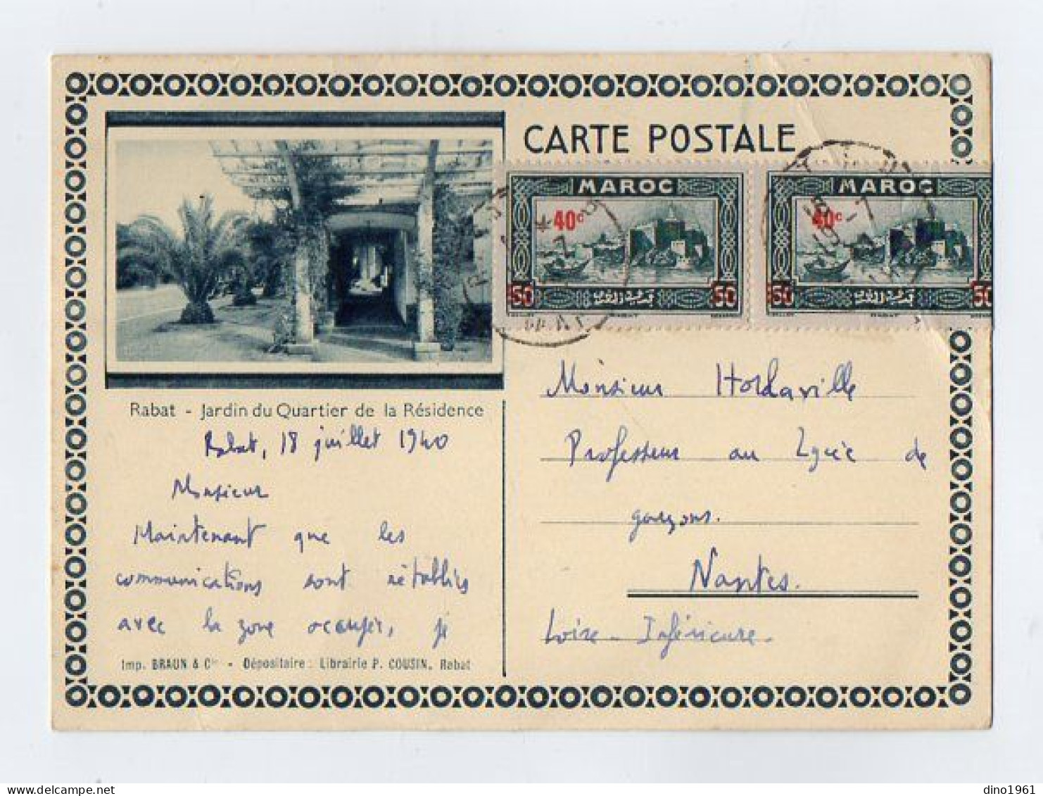 CPA 3500 - Carte Postale - RABAT - Jardin Du Quartier De La Résidence ( Maroc ) - Librairie P. COUSIN - Imp. BRAUN - Rabat