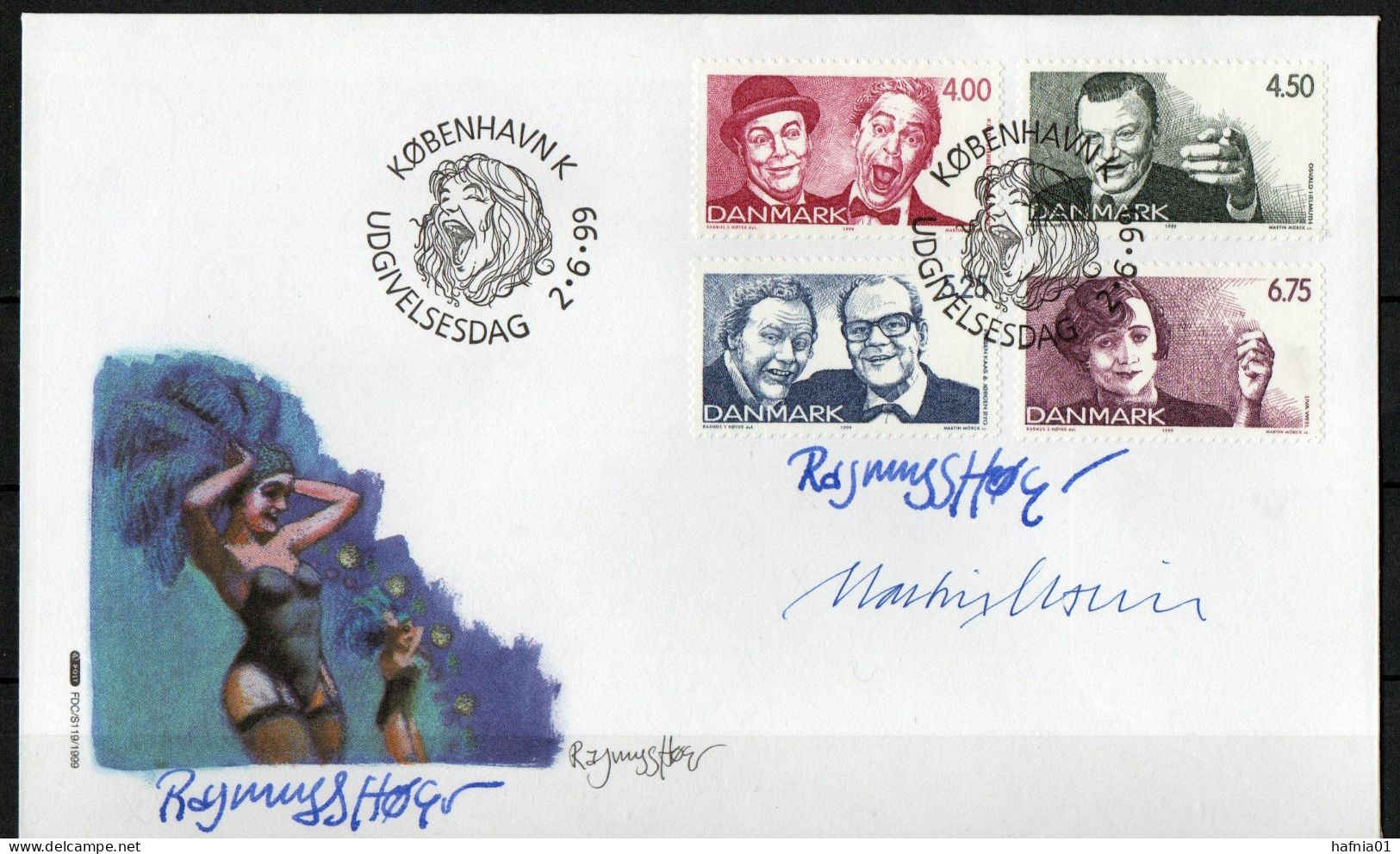 Martin Mörck. Denmark 1999. Danish Revue. Michel 1215 - 1218 FDC. Signed. - FDC