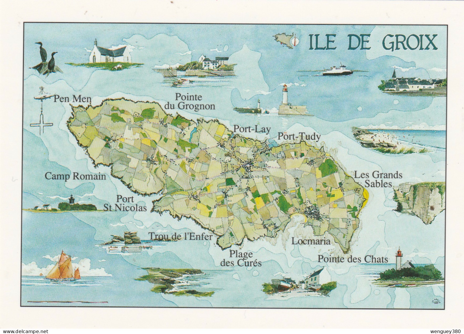 56 ILE DE GROIX  Carte De L'Ile    Dessin De Jean-pierre Arcile.    D'après Un Poster Des Editions JOS Années 2000 - Groix