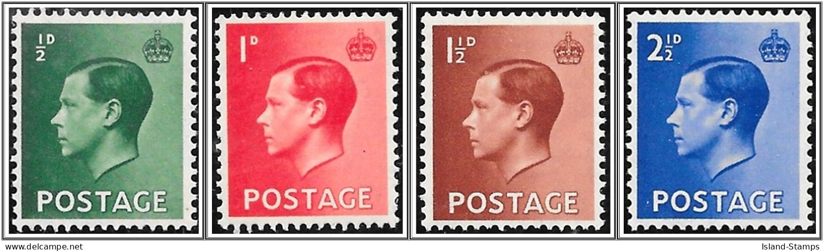 1936 Edward VIII Stamp Set Mounted Mint SG457-460 Hrd2 - Ongebruikt